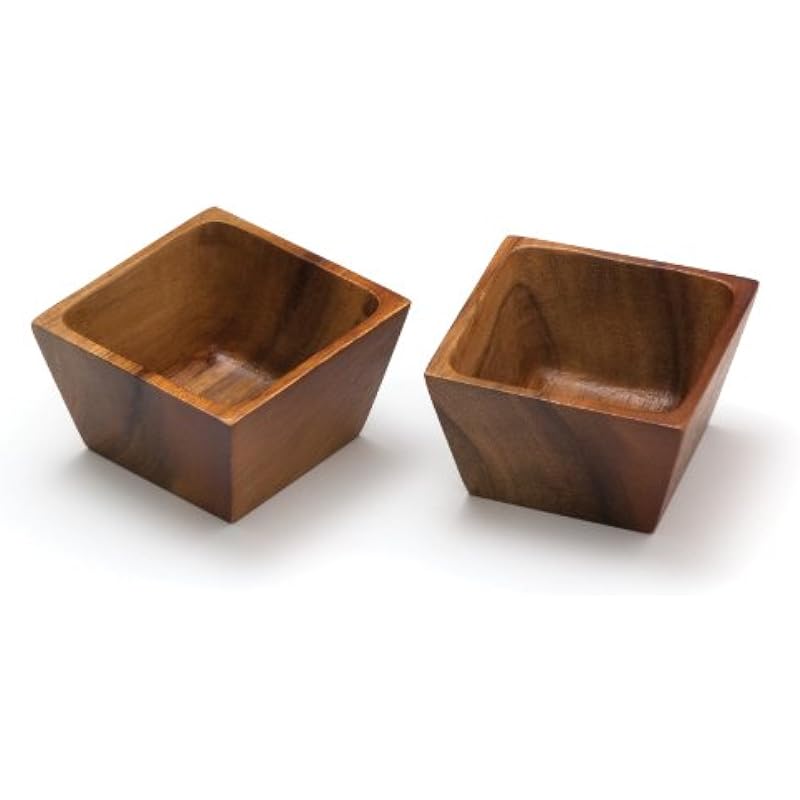 Lipper International 1100-2 Acacia Wood Square Salt Pinch or Serving Bowls, 3″ x 3″ x 2-1/2″, Set of 2