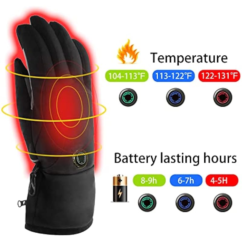 Heated Gloves for Men Women, Winter Raynauds Disease Waterproof & Windproof Work Gloves, Motorcycle Hunting Fishing Riding