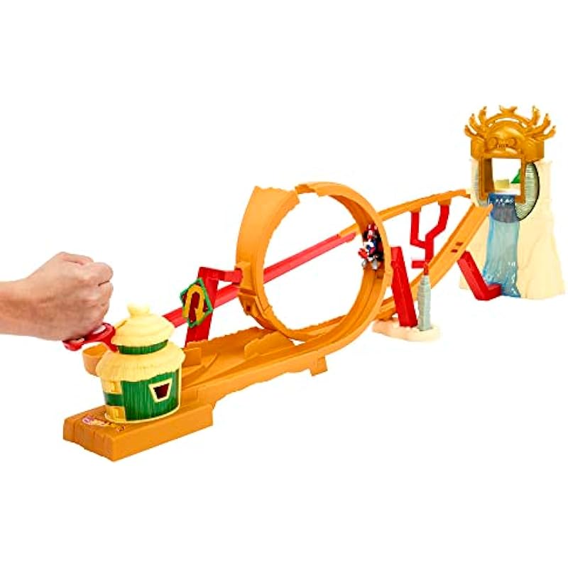 Hot Wheels the Super Mario Bros. Movie Track Set, Jungle Kingdom Raceway Playset with Mario Die-Cast Toy Car Inspired by the Film