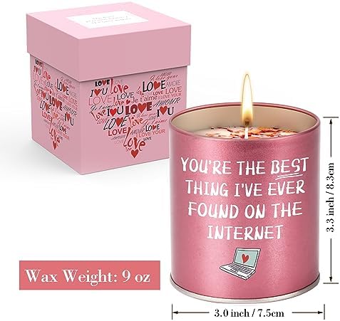 Valentines Day Gift for Women Candle Scented Funny Couple Gifts for Her Original Gifts for Wife Girlfriend Ideas Jar Candle Gift Set for Teen Girls on Valentines Birthday Anniversary Noel Cadeau Femme