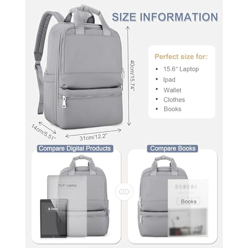 Cabin Bags for Travel, Carry on Travel Backpack for Women Airplane Approved Hand Luggage Backpack Water Resistant Personal Item Travel Bag Travel Essentials Work Laptop Backpack Silver Gray