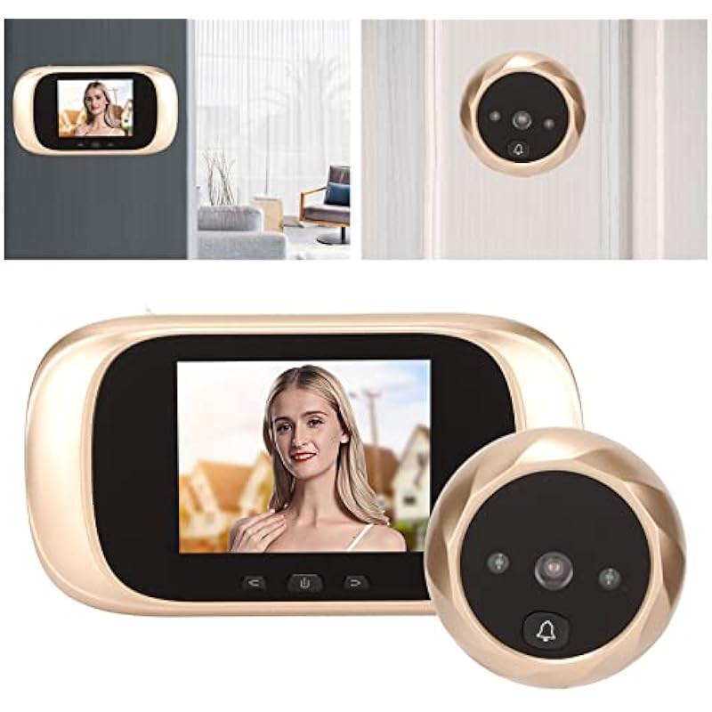 DD1 2.8in Home Video Doorbell, 90 Degrees Wide Angle Peephole Security Camera, IR Night Vision Loop Recording Digital Peephole Viewer, Support Loop Recording and Data Storage