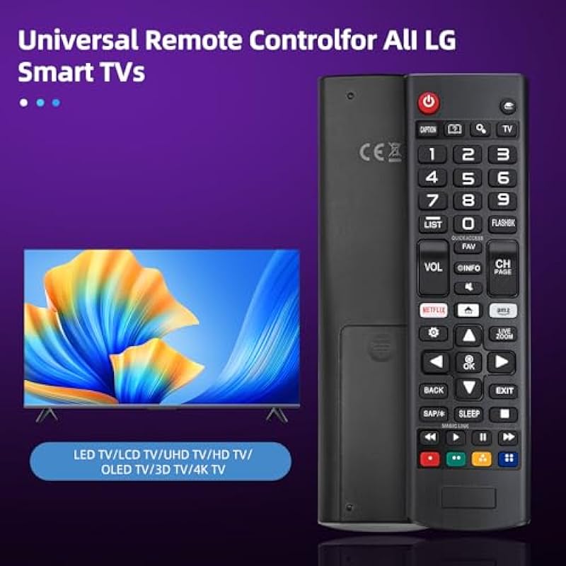 JNGKE 2 Pack Universal Remote Control for LG-Smart-TV with Netflix Button LG Replacement Remote Compatible with All Models for 3D 4K 8K LCD OLED UHD HDTV Smart TVs AKB75095307 AKB75375604 AKB74915305