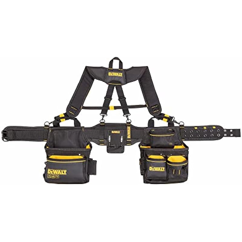 DEWALT Tool Rig Professional Tool Belt with Padded Suspenders, 25 Pockets, Durable Design, Adjustable (DWST540602)