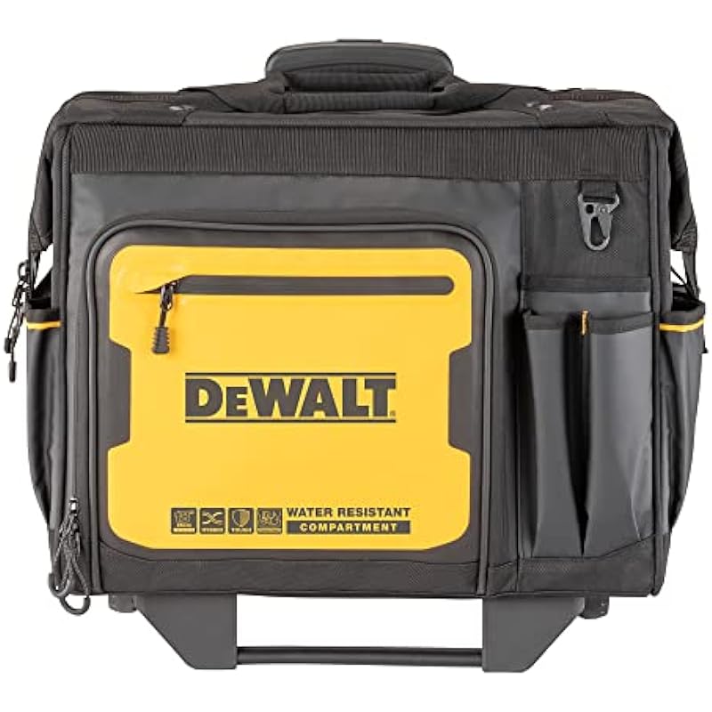 DEWALT 18 in. Rolling Tool Bag on Wheels, Water Resistant Compartment, 27 Pockets, Telescopic Handle (DWST560107)