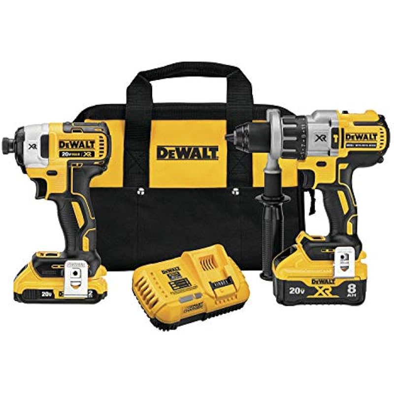 DEWALT 20V MAX XR Cordless Drill Combo Kit, Hammer Drill & Impact Driver, With Power Detect Technology (DCK299D1W1)