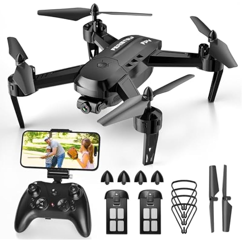 FERIETELF T6 Drone with Camera for Adults, 1080P HD Non-Folding Drone, FPV RC Drone with 30mins Flight/Live Video/ 3D Flip/App Control/One Key Take Off/Landing for Kids Beginners