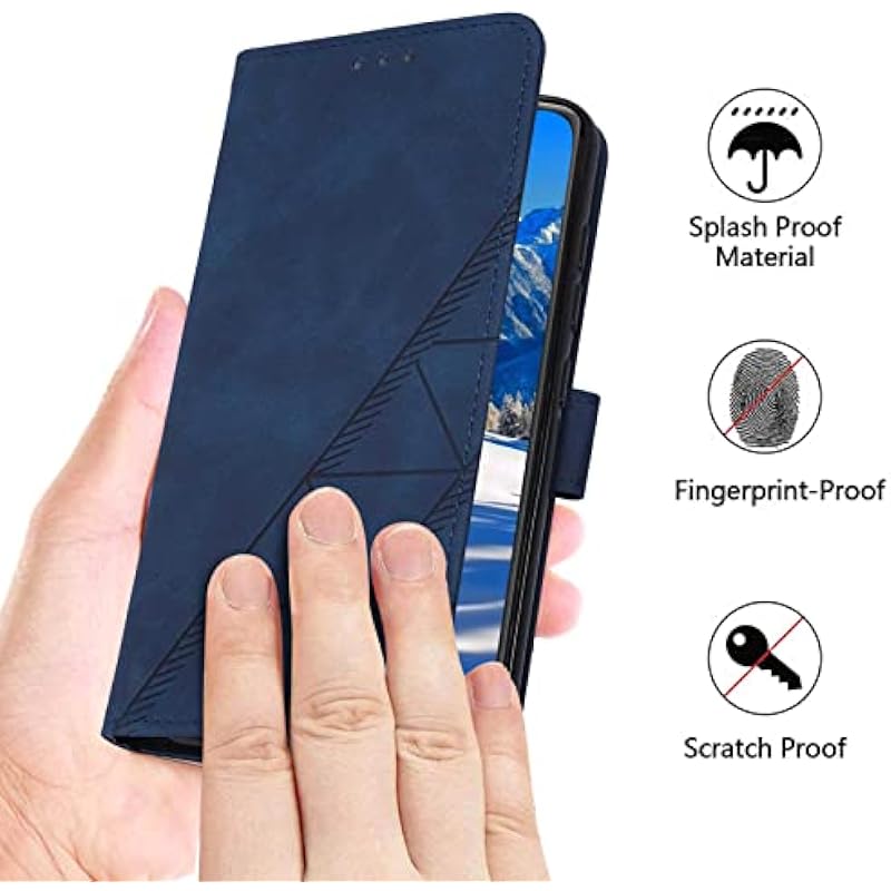 A14 5G Case Wallet,for Samsung A14 Case,[Kickstand][Wrist Strap][Card Holder Slots] TPU Interior Protective for Galaxy A14 5G Case,Leather Folio Flip Cover for Samsung Galaxy A14 5G (Blue)