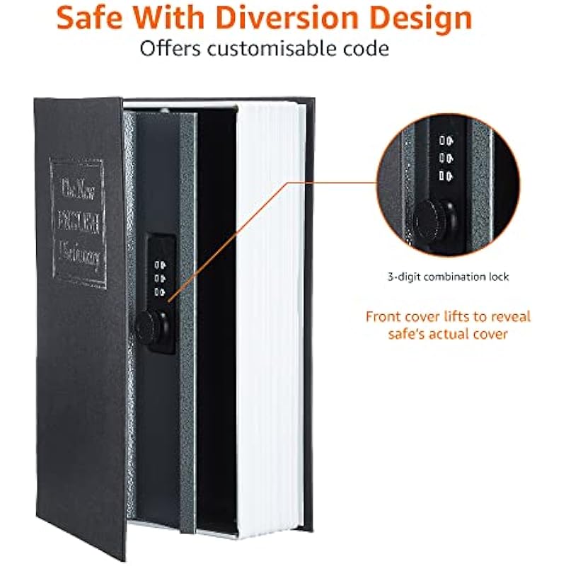 Amazon Basics Book Safe, Combination Lock, Black