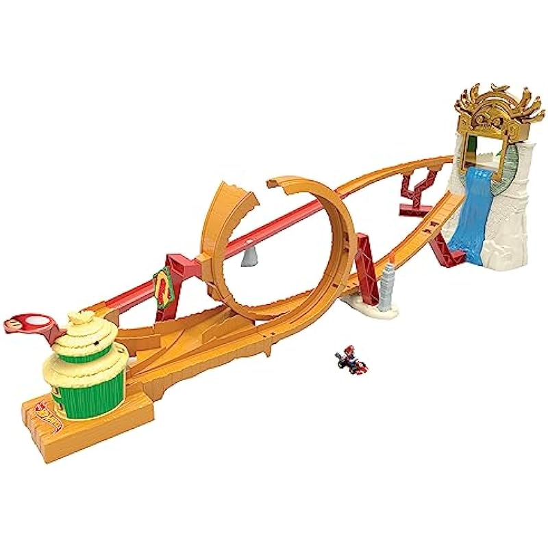 Hot Wheels the Super Mario Bros. Movie Track Set, Jungle Kingdom Raceway Playset with Mario Die-Cast Toy Car Inspired by the Film