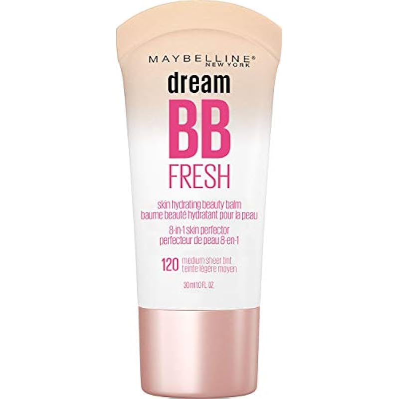 Maybelline Dream Fresh Skin Hydrating BB cream, 8-in-1 Skin Perfecting Beauty Balm Sheer Tint Coverage, Oil-Free, Medium, 1 Fl Oz