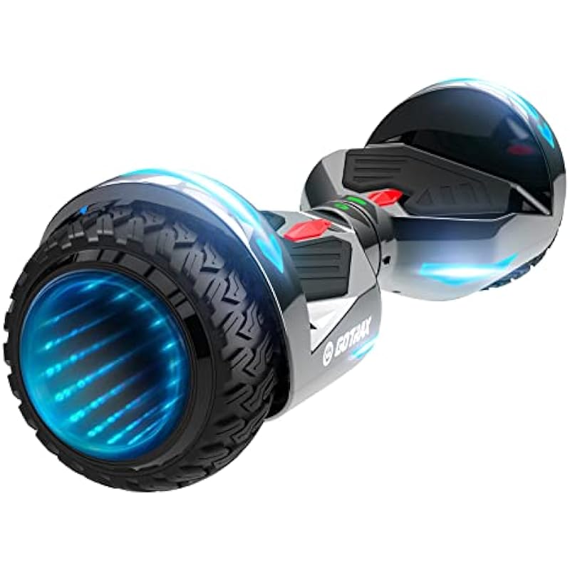 Gotrax NOVA PRO Hoverboard with LED 6.5″ Offroad Tires, Music Speaker and 10km/h & 8km, UL2272 Certified, Dual 200W Motor and 93.6Wh Battery All Terrain Self Balancing Scooters for 44-176lbs Kid Adult