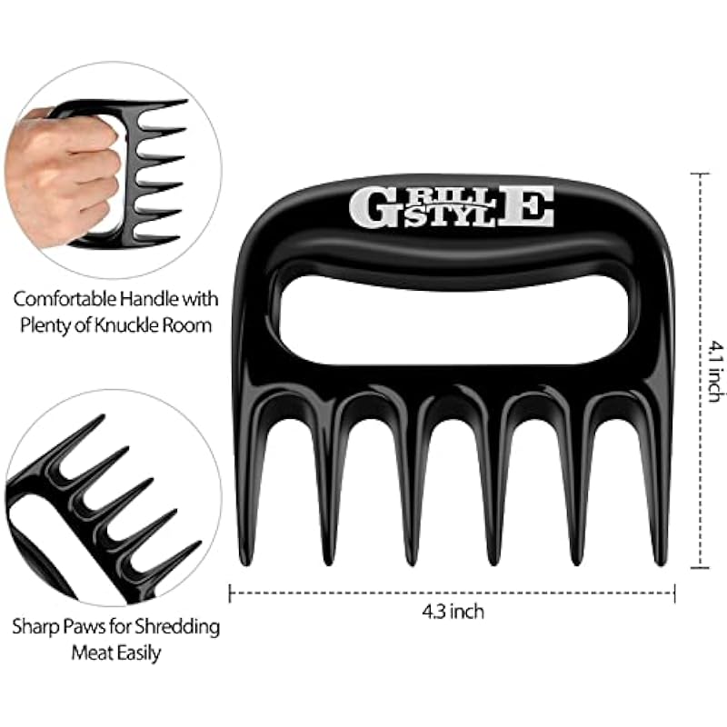 Meat Shredder Claws for Shredding, Bear Meat Paws, Barbecue Tools for Handling Turkey, Chicken and Pulled Pork, BBQ Grill Accessories for Smoker, Kitchen Cooking Gifts for Thanksgiving Christmas