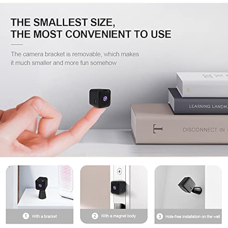 Spy Camera WiFi Mini Hidden Camera 4K HD Clear Live Video Long Standby Time Tiny Spy Cam Compact Indoor Wireless Hidden Security Camera with Phone App Easy Setup Smallest Home Surveillance Nanny Cam