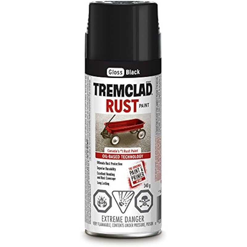 Tremclad Oil-Based Rust Paint in Gloss black 340g