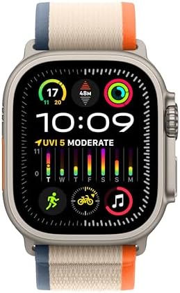 Apple Watch Ultra 2 [GPS + Cellular 49mm] Smartwatch with Rugged Titanium Case & Orange/Beige Trail Loop – M/L. Fitness Tracker, Precision GPS, Action Button, Extra-Long Battery Life – M/L