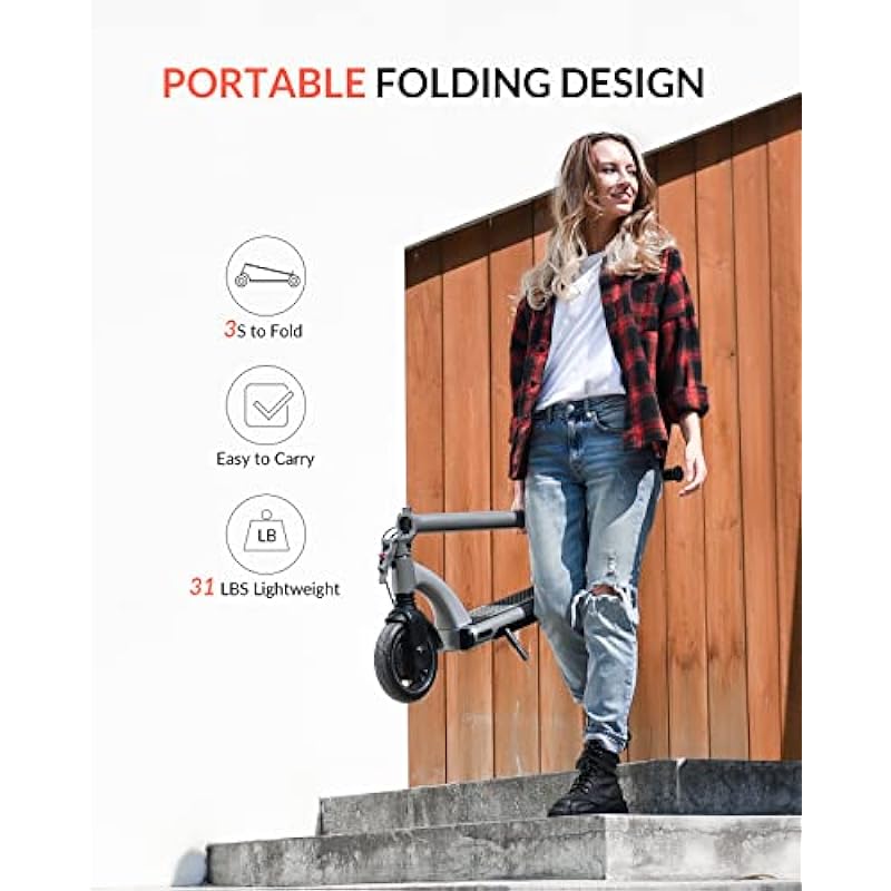 5TH WHEEL M1 Electric Scooter – 22KM Range & 25KM/H, 500W Peak Motor, 8″ Inner-Support Tires, Triple Braking System, Foldable Electric Scooter for Adults and Teens, iF Design Award Winner