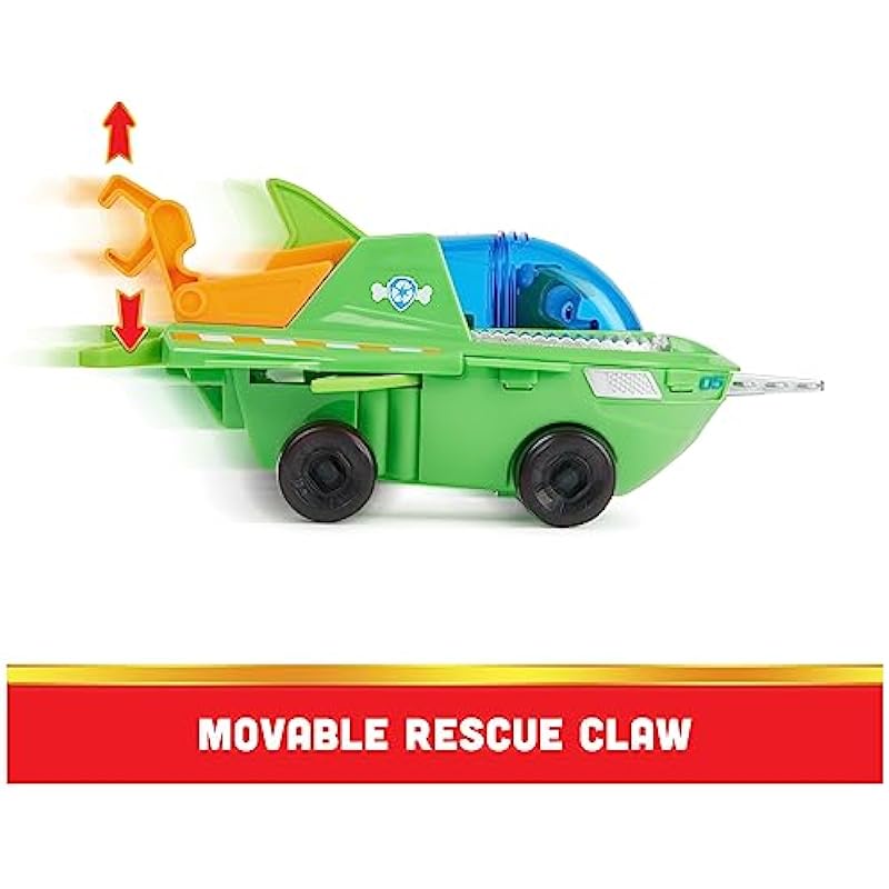 PAW Patrol Aqua Pups Rocky Transforming Sawfish Vehicle with Collectible Action Figure, Kids Toys for Ages 3 and up