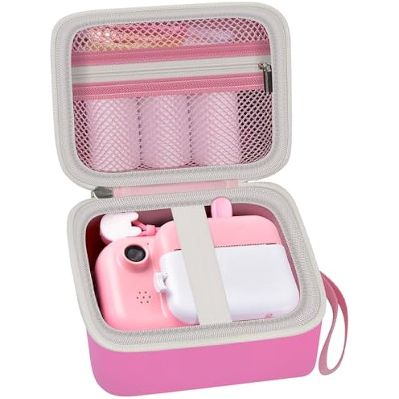 PAIYULE Kid Camera Case Compatible with Instant Camera for Kids Digital Video Cameras Storage Holder Bag for Girls Toddler Camera And Print Paper(Box Only) (Light Pink)