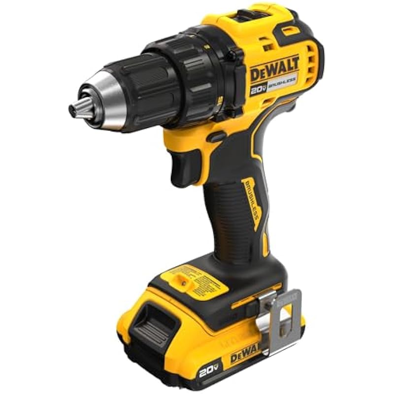 DEWALT 20V MAX Brushless 1/2 in. Cordless Compact Drill Driver Kit, Ratcheting Chuck, LED (DCD793D1)