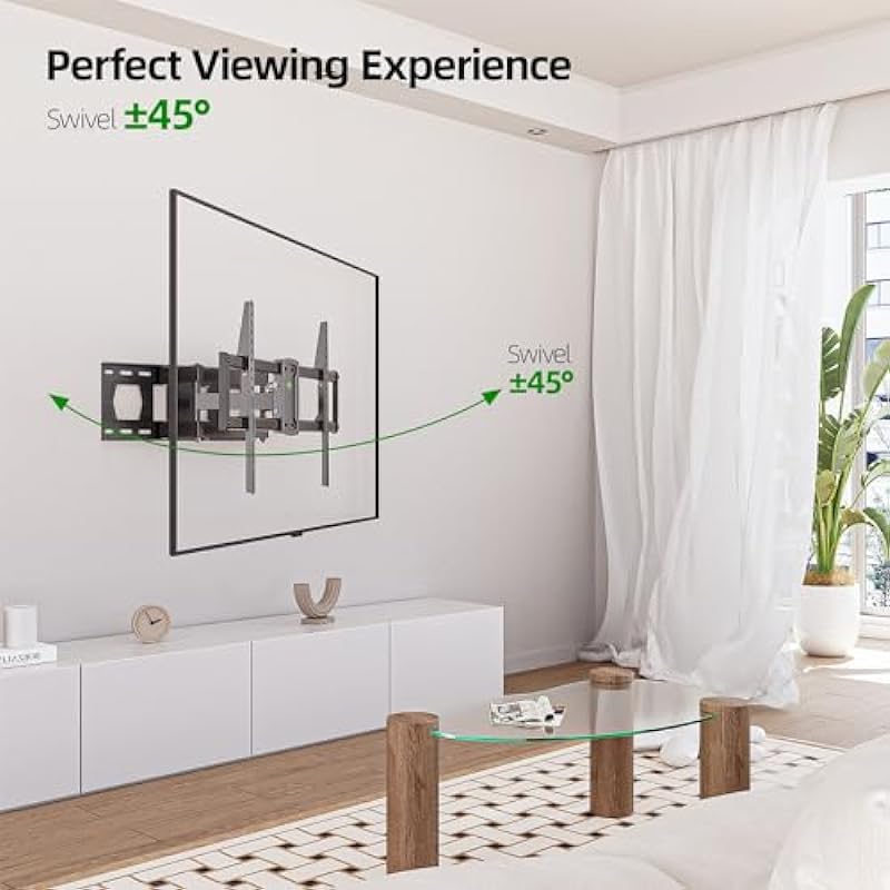 USX MOUNT TV Wall Mount for Most 37-86 inch TVs Hold up to 120lbs, Full Motion Wall Mount TV Bracket Swivel and Tilt, TV Mount with Dual Articulating Arms Extension Max VESA 600x400mm, 16″ Wood Studs