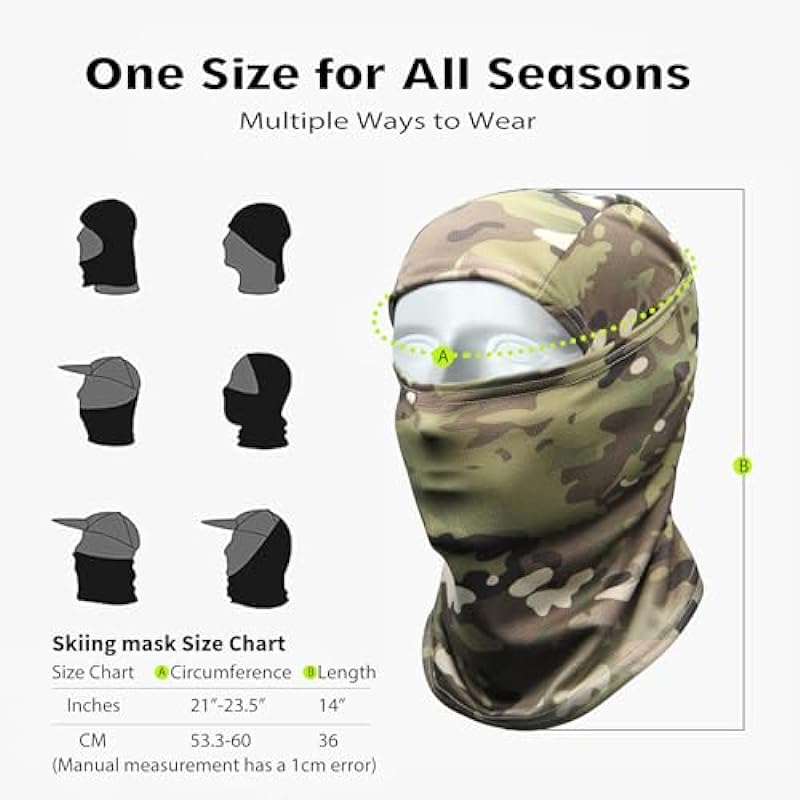 Camo Face Mask Bandana Balaclava Hood Headwear for Men Women Tactical Training Cycling Ski Wind-Resistant Hunting