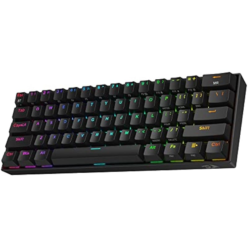 Redragon K530 Pro Draconic 60% Wireless RGB Mechanical Keyboard, Bluetooth/2.4Ghz/Wired 3-Mode 61 Keys Compact Gaming Keyboard w/100% Hot-Swap Socket, Free-Mod Plate Mounted PCB & Tactile Brown Switch