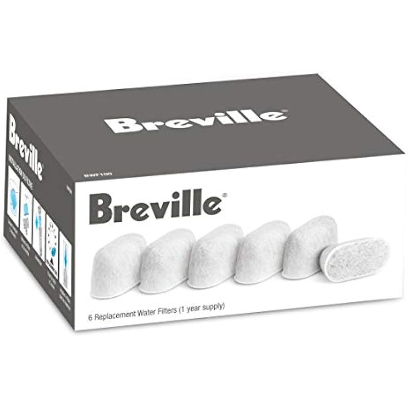 Breville Single Cup Brewer Replacement Charcoal Filters,White, 6 – BWF100