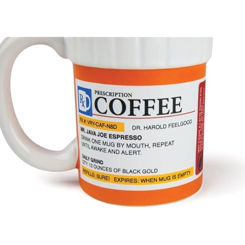 BigMouth Inc The Prescription Coffee Mug, Ceramic, Funny Gift for the Caffeine Lover