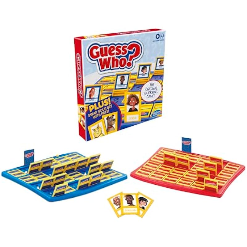 Hasbro Guess Who? Board Game with People and Pets, The Original Guessing Game for Kids Ages 6 and Up, Includes People Cards and Pets Cards (English), F1360