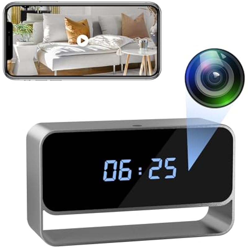 Full HD 1080P Hidden Camera Clock Wireless Nanny Spy Cam WiFi Mini Secret Camera Night Vision – Motion Detection – Indoor Home Security Monitoring