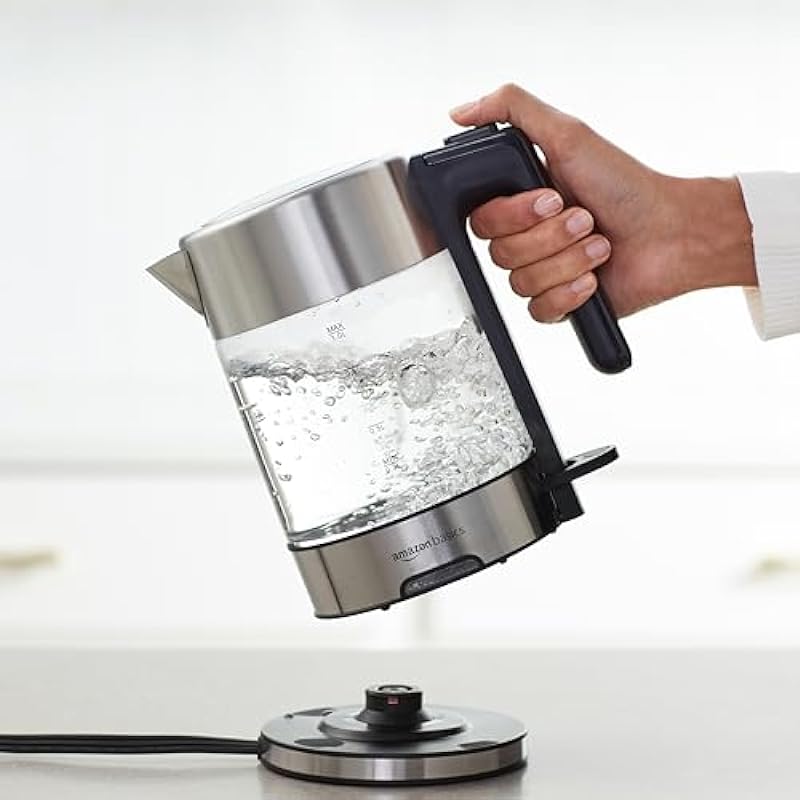 Amazon Basics Electric Glass and Steel Kettle – 1.0 Liter