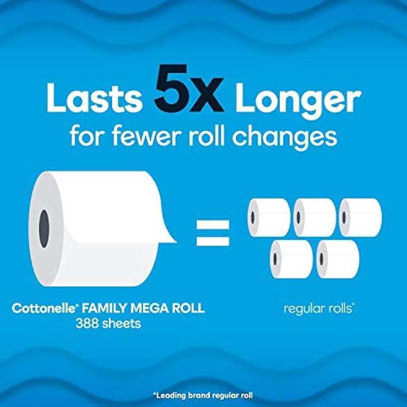 Cottonelle Ultra Clean Toilet Paper with Active Cleaningripples Texture, Strong Bath Tissue, 24 Family Mega Rolls (24 Family Mega Rolls = 132 Regular Rolls) (4 Packs of 6), 388 Sheets per Roll.