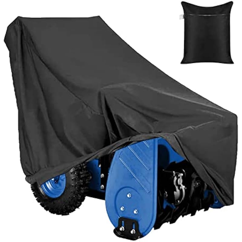 Snow Blower Cover Heavy Duty Fabric – RUN.SE 210D Waterproof Coated Silver Oxford Cloth Cover, Fit Most Snow Blower, Effective protection against wind, rain, snow and sunlight 40″x 47″x32″(Black)