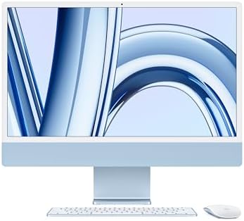 Apple 2023 iMac All-in-One Desktop Computer with M3 chip: 8-core CPU, 10-core GPU, 24-inch 4.5K Retina Display, 8GB Unified Memory, 512GB SSD Storage. Works with iPhone/iPad; Blue; English