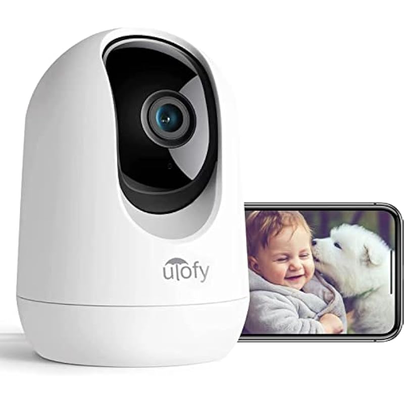 ULOFY 2K/3MP Security Camera Indoor for Baby/Dog, 2.4G WiFi Only, 360° Pet Camera with Phone App, Pan/Tilt Video Baby Monitor with Super IR Night Vision, Motion Detection, 2-Way Audio, Work with Alexa