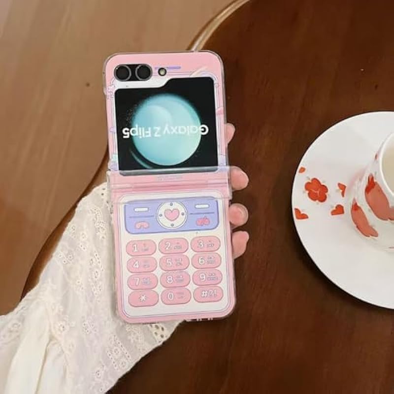 GO-VOLMON Cute Women Case for Samsung Galaxy Z Flip 5, Kawaii Case Pink Phone Print for Galaxy Z Flip 5, Lovely Girly Case Protective Phone Case for Samsung Galaxy Z Flip 5 (Pink Phone)