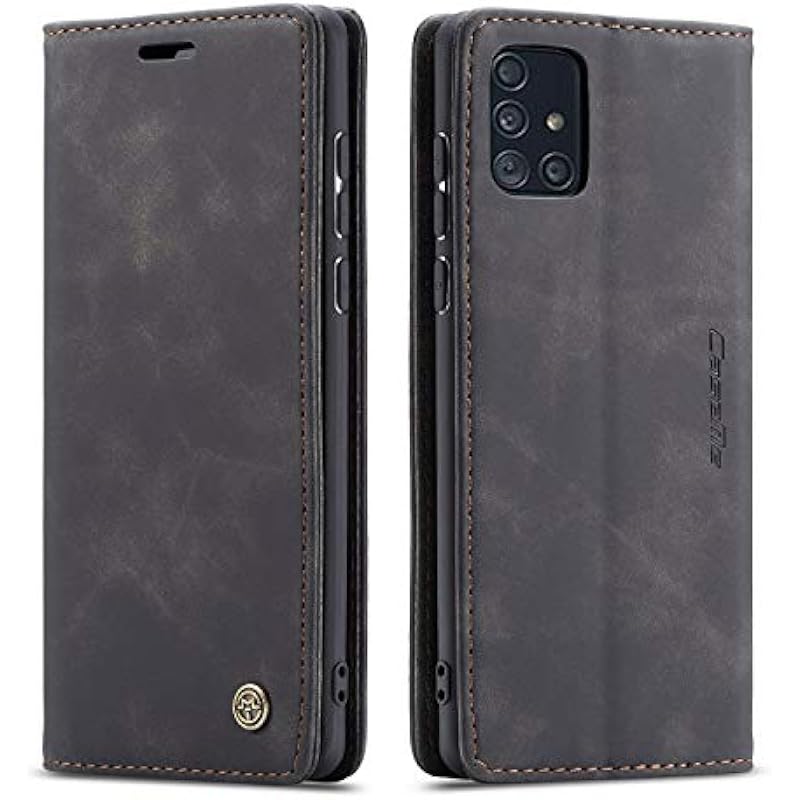 Galaxy A71 Case,Bpowe Leather Wallet Case Classic Design with Card Slot and Magnetic Closure Flip Fold Case for Samsung Galaxy A71 (Black)