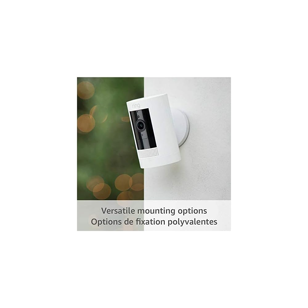 Ring Stick Up Cam Battery – HD security camera with two-way talk, Works with Alexa – White