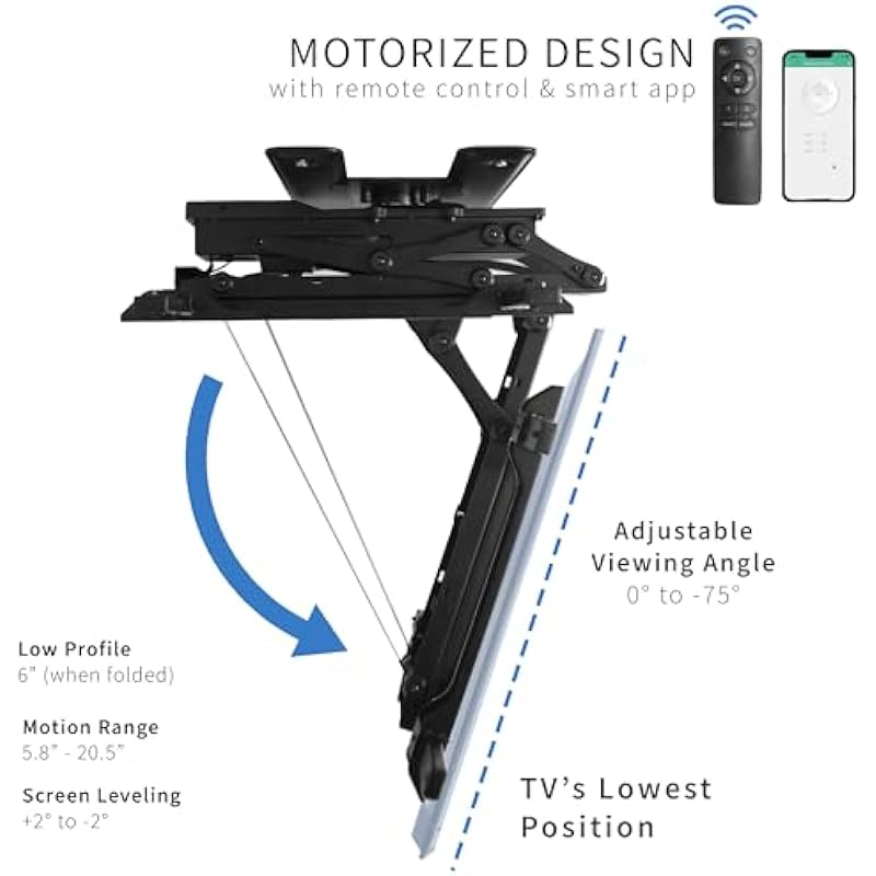 VIVO Electric Flip Down Swiveling Ceiling TV Mount for 32 to 70 inch Screens, Large Motorized Flat Ceiling VESA Mount, Master Pack, Black, MOUNT-E-FD70S