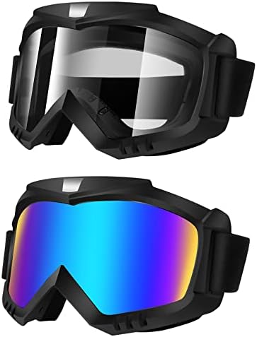 Lievermo Dirt Bike Goggles, Motorcycle Goggles 2 Pack ATV Goggles Riding Goggles Ski Goggles Windproof Glasses Racing Goggles