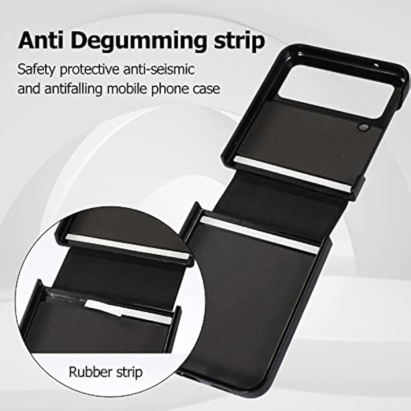 Phone Case for Samsung Galaxy Z Flip 4 5G 2021 Cover With Hinge Protection Ring Holder Stand Slim Shockproof Shell PU Leather Protective Cell Accessories ZFlip4 Z4 Flip4 4Z Flip4case Women Girls Black