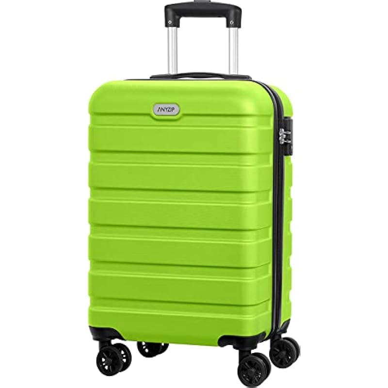 Luggage AnyZip PC ABS Hardside Lightweight Suitcase with 4 Universal Wheels TSA Lock Carry-On 20 Inch（Apple Green）