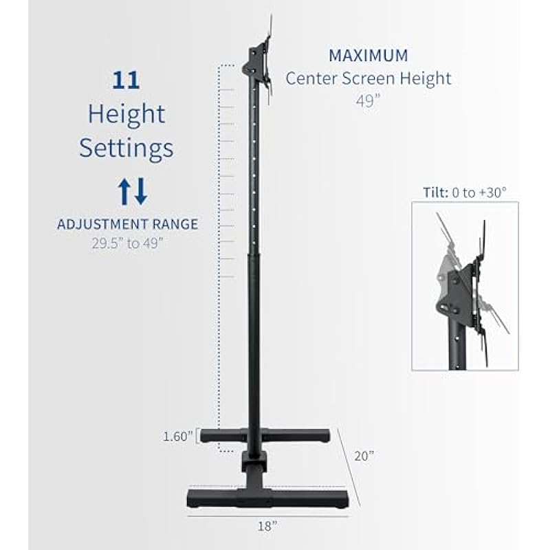 VIVO TV Display Portable Floor Stand Height Adjustable Mount for Flat Panel LED LCD Plasma Screen 13″ to 42″ (STAND-TV07)