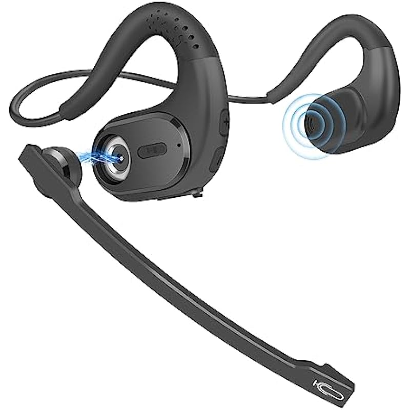 BANIGIPA Bluetooth Headset with Removable Microphone, Noise Cancelling Wireless Headset for Phones Laptop Computer PC, Open Ear Headphones for Office Meeting Running Cycling Driving Working-12 Hrs