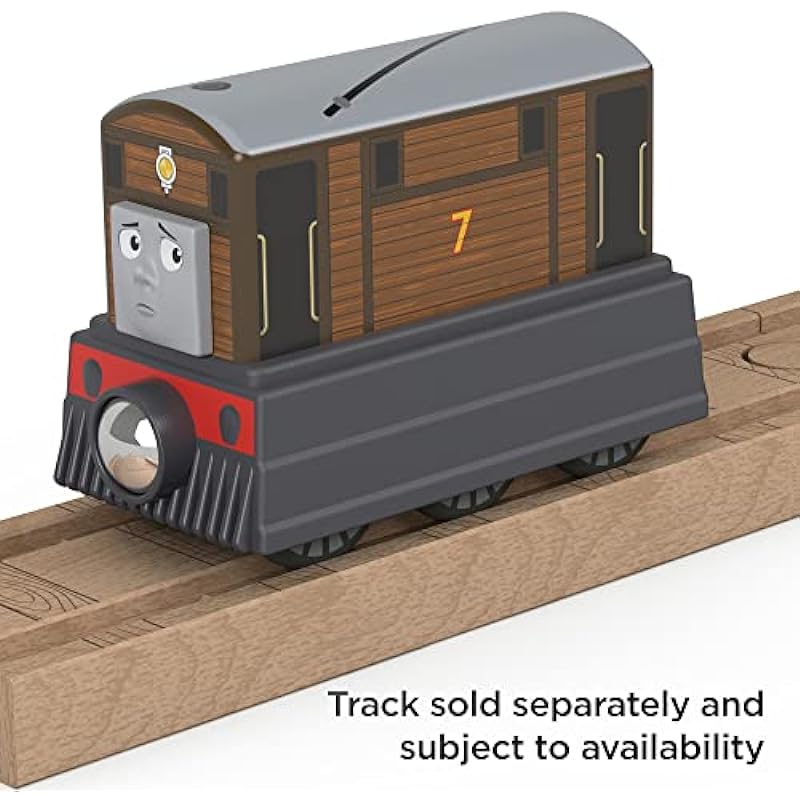 Fisher-Price Thomas & Friends Wooden Railway, Toby Engine, push-along toy train made from sustainably sourced wood for toddlers and preschool kids