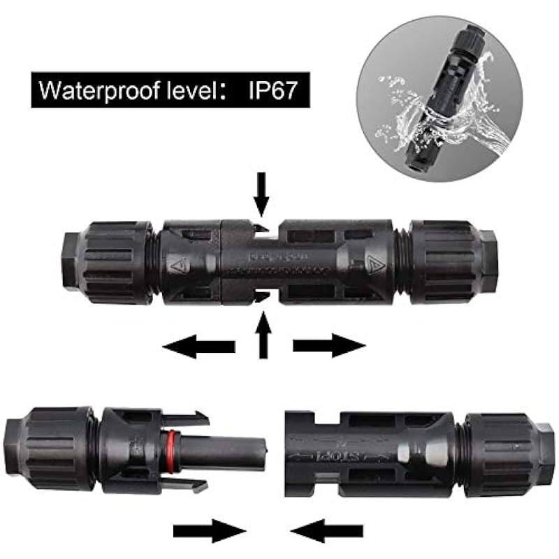 Mc4 Solar Connector 25 Pairs, Solar Cable Connectors MC4 Male/Female IP67 Solar Connector Double Seal Rings for Better Waterproof Effect