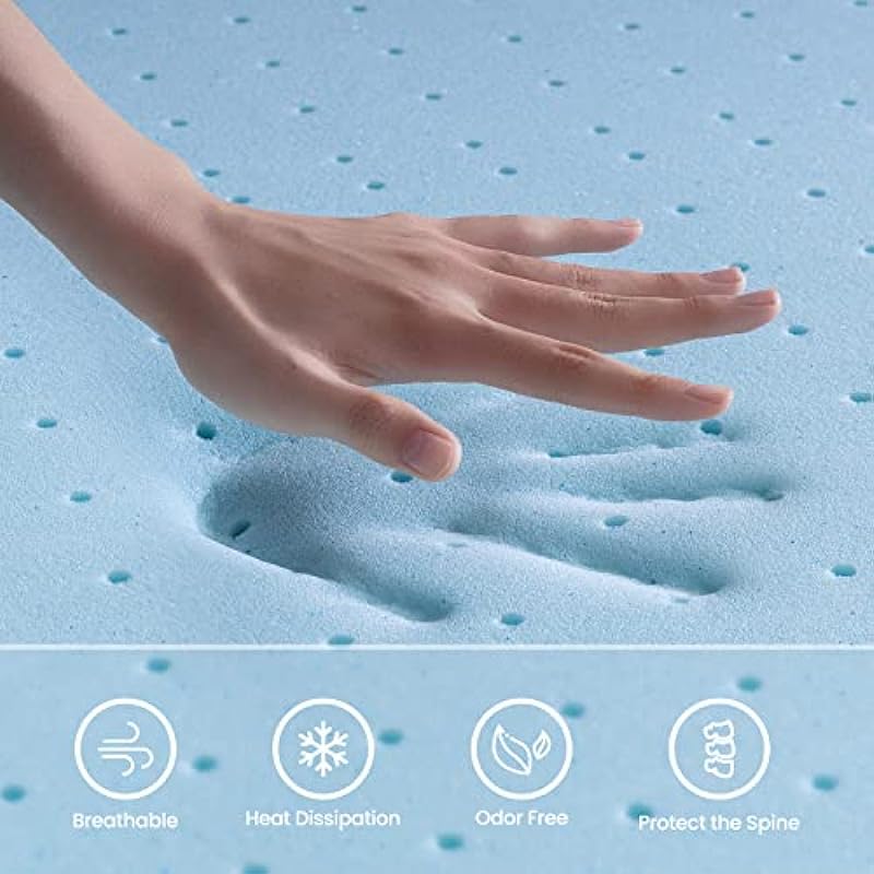 BedStory Memory Foam Mattress Topper Queen, 3 Inch Gel Bamboo Charcoal Infused Cooling Foam Mattress Topper, Medium Firm Surmatelas Queen, Bed Topper Pad for Pressure Relief with Removable Cover