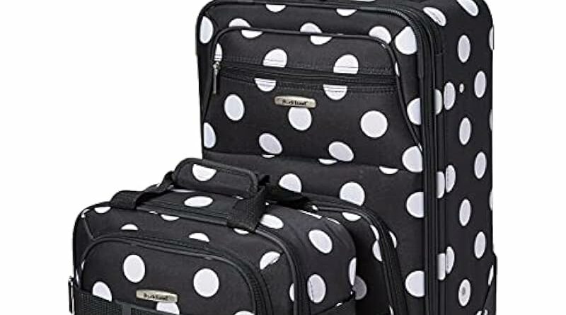 Rockland F102 Luggage Printed Luggage Set, Black Dot, Medium, 2-Piece