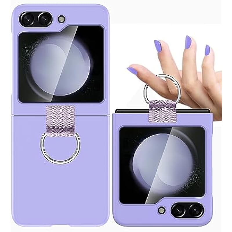 AICase for Samsung Galaxy Z Flip 5 Case with Ring, Protective Slim Thin Fit Women Girl Cute Phone Case for Samsung Galaxy Z Flip 5 5g, Purple